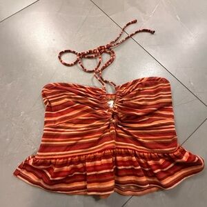 Social Tourist x Hollister striped cutout halter top
